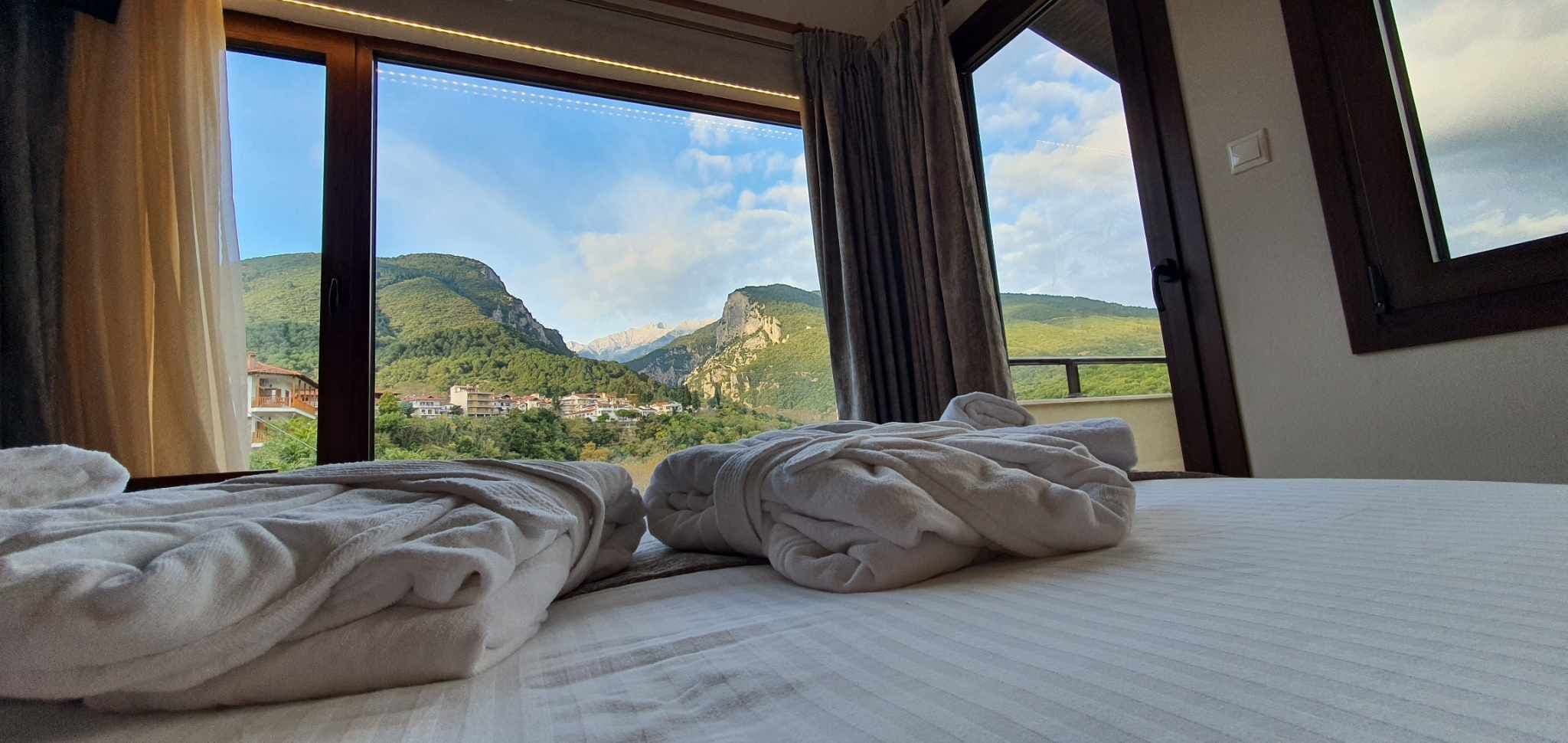 panoramic double room (olympus view) | 1 bedroom, egyptian cotton sheets, premium bedding, minibar