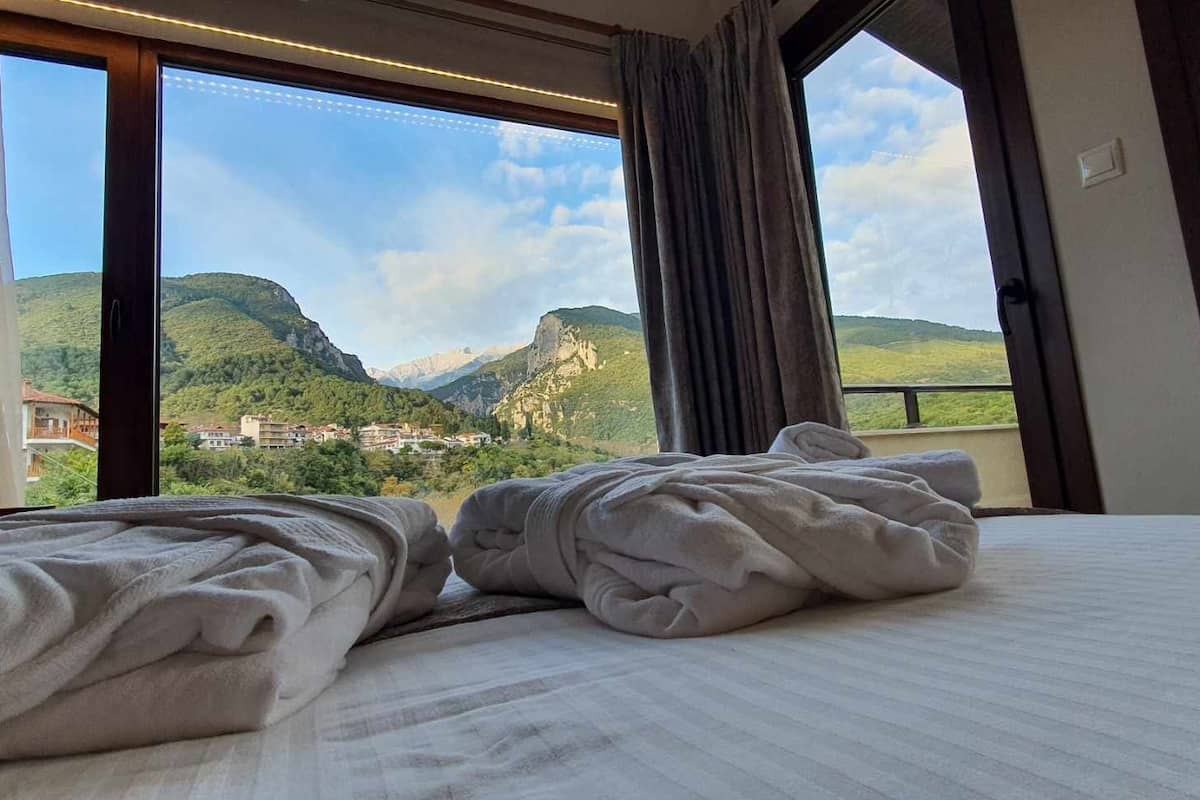 panoramic double room (olympus view) | 1 bedroom, egyptian cotton sheets, premium bedding, minibar