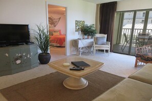 Condo, 2 Bedrooms | Living area | TV - Sand Caper 407 2 Bedroom Condo (Fort Myers Beach)