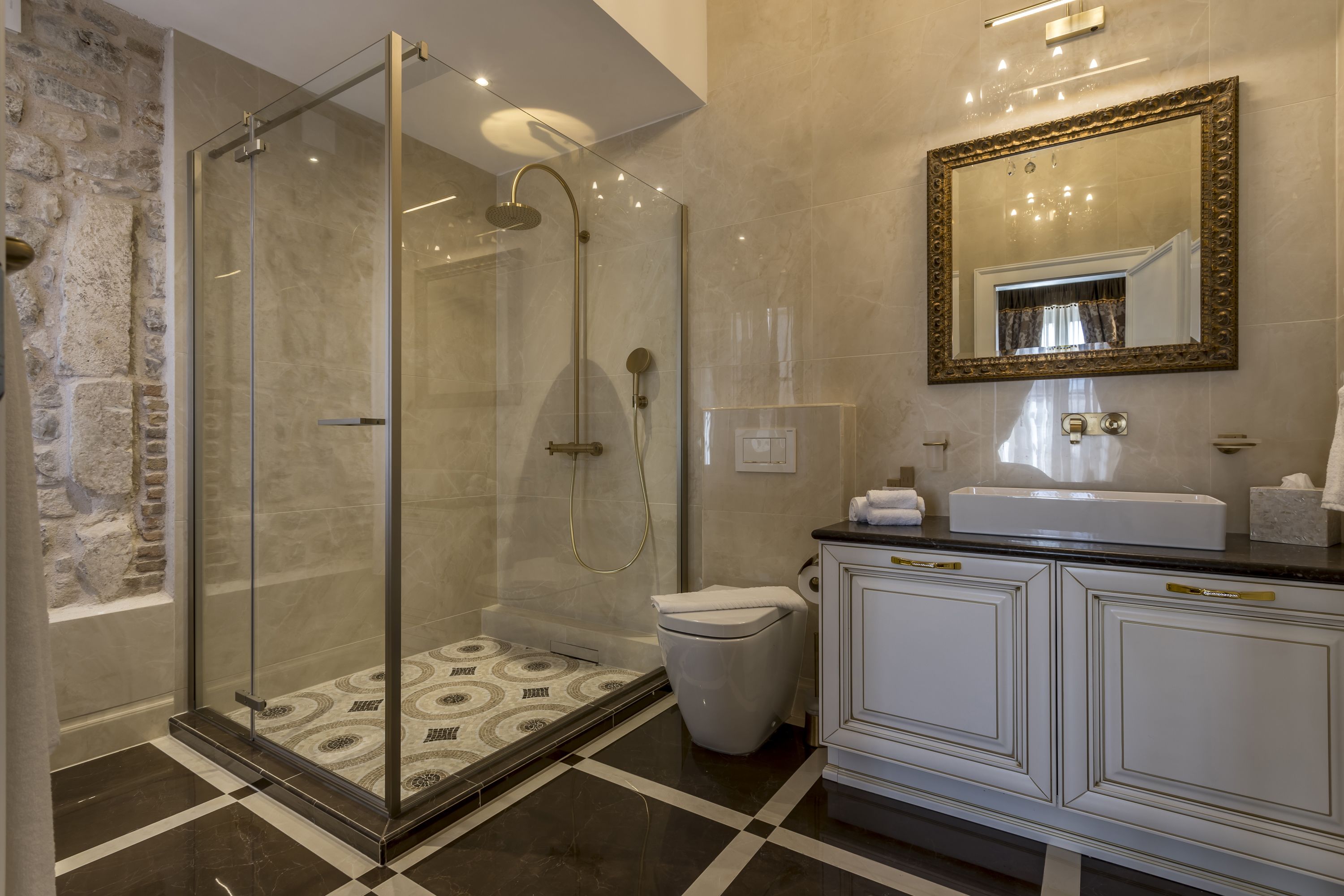 luxury suite cindro - other location, 2 min away | bathroom | shower, rainfall showerhead, free toiletries, hair dryer