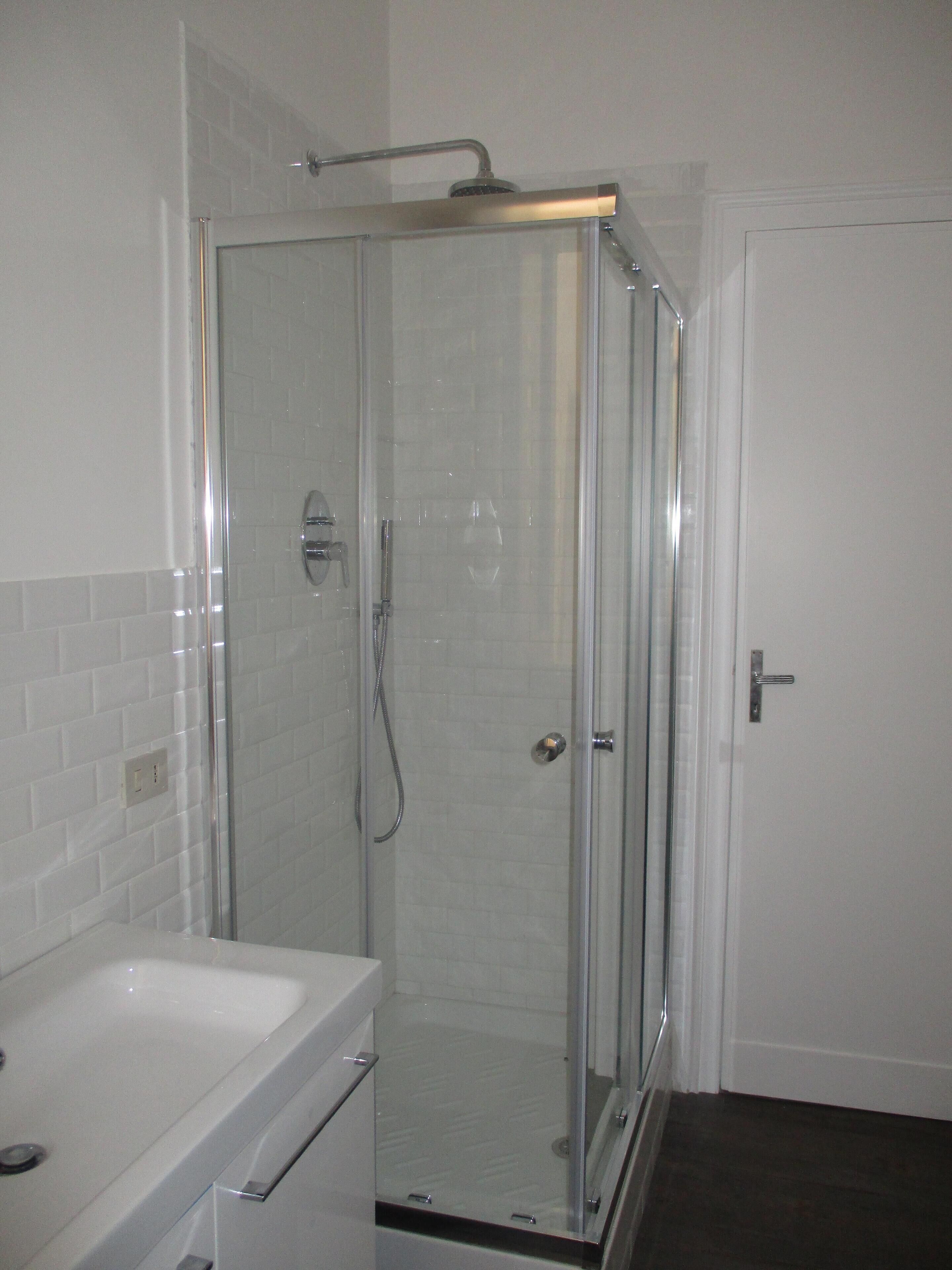 Combined shower/tub, hair dryer, bidet, towels
