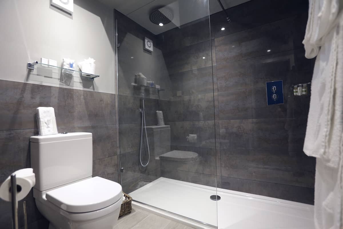 standard double room, 1 queen bed | bathroom | shower, free toiletries, hair dryer, bathrobes