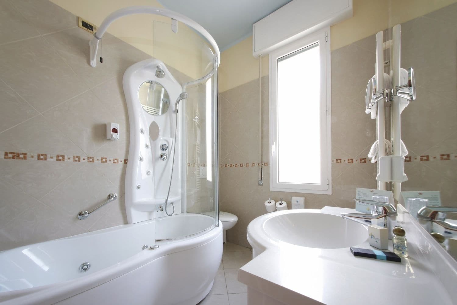 superior double or twin room | bathroom | shower, hair dryer, bathrobes, slippers