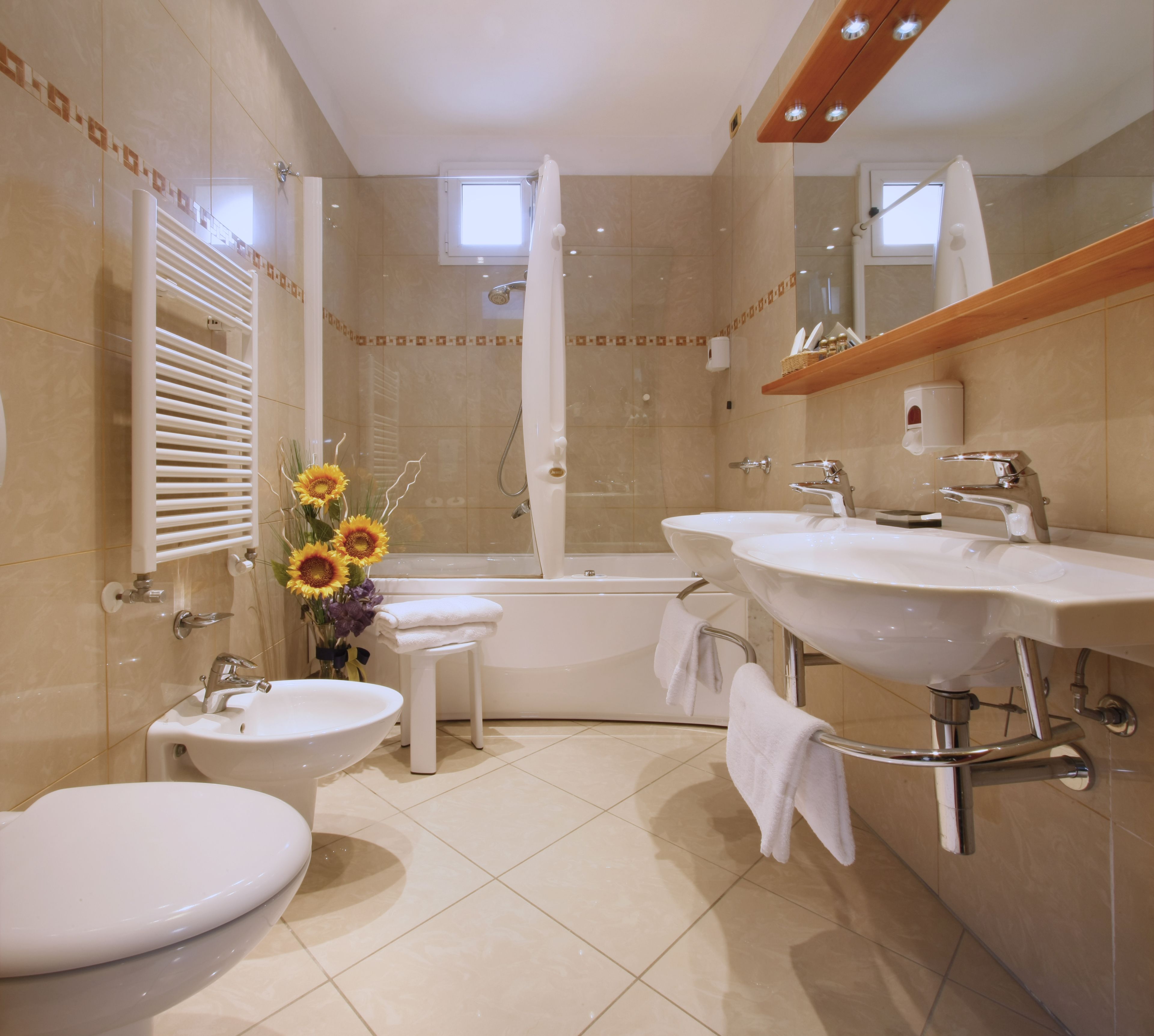 suite | bathroom | shower, hair dryer, bathrobes, slippers