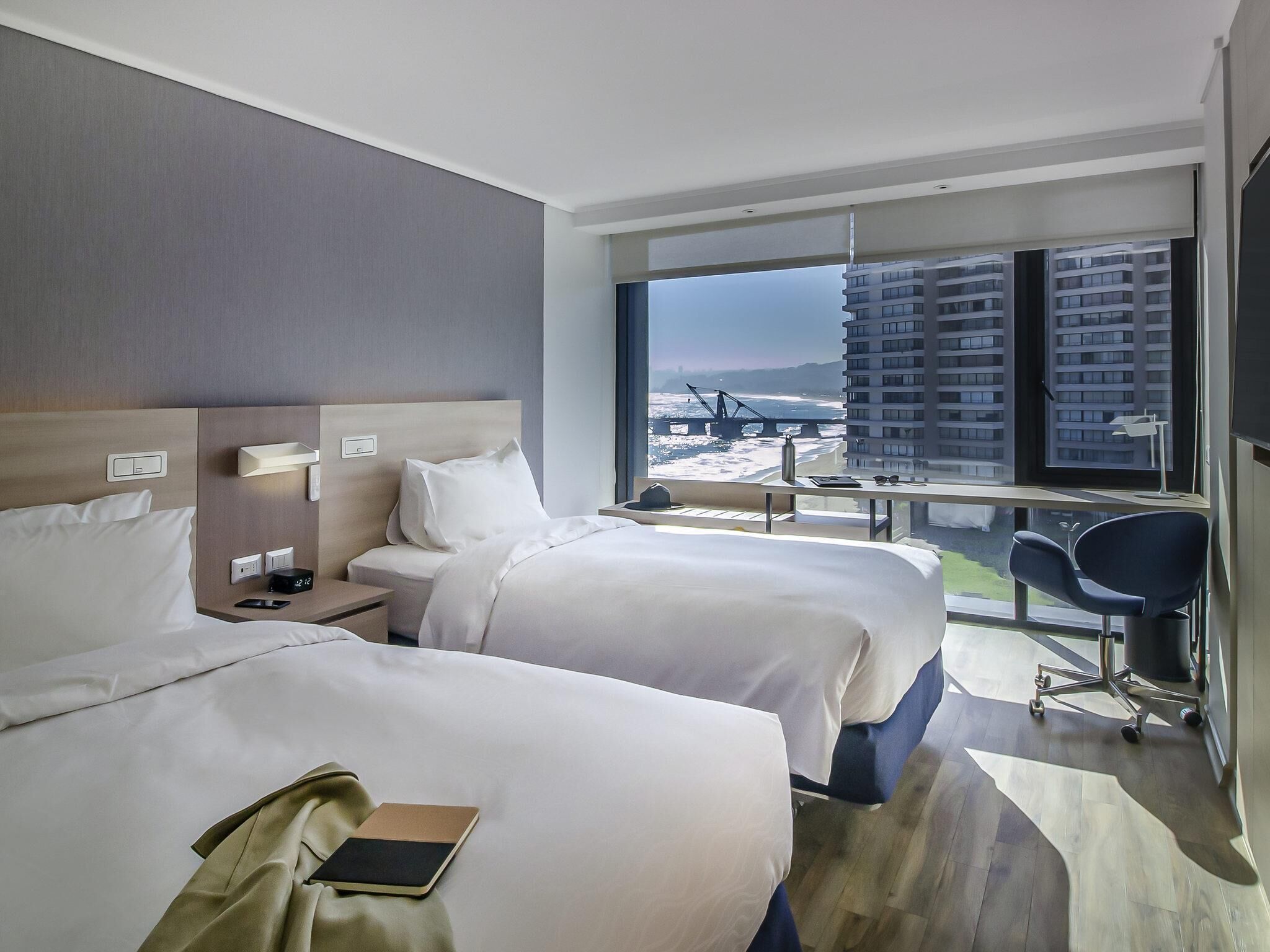 Deluxe Room, 2 Twin Beds, Sea View (Top Floor) | Minibar, in-room safe, desk, laptop workspace