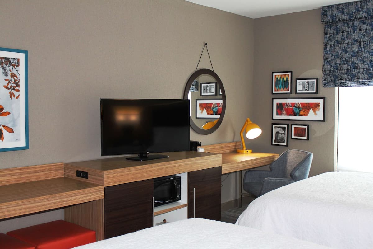 Room, 2 Queen Beds, Refrigerator | Premium bedding, desk, laptop workspace, blackout curtains
