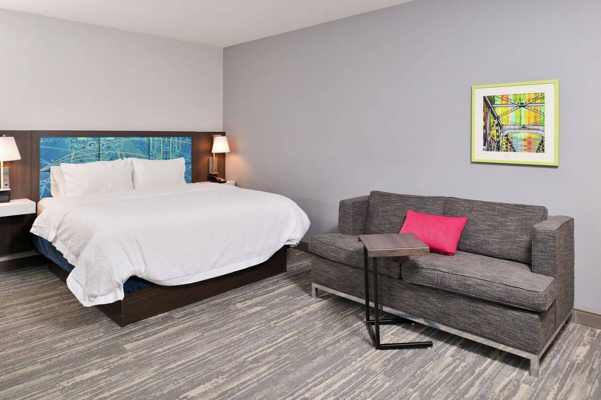 Premium bedding, down comforters, desk, laptop workspace