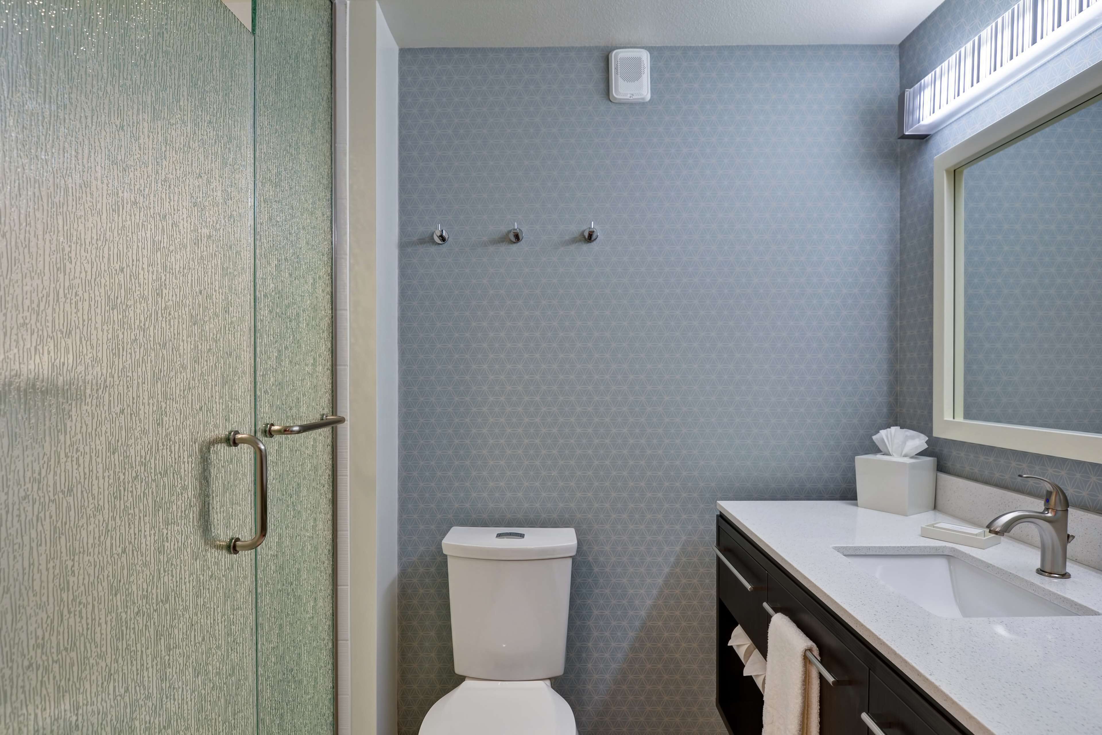 A bathroom with a toilet, a sink, and a mirror.