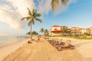 Plage, chaises longues, serviettes de plage