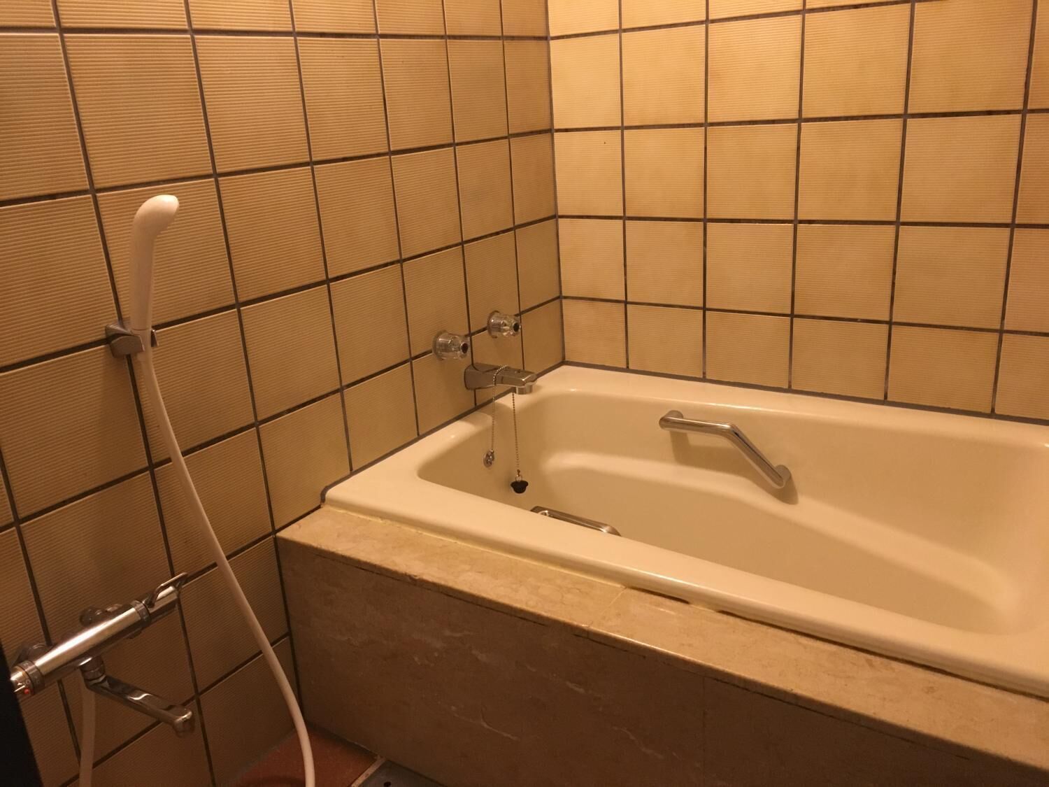 combined shower/bathtub, free toiletries, hair dryer, slippers
