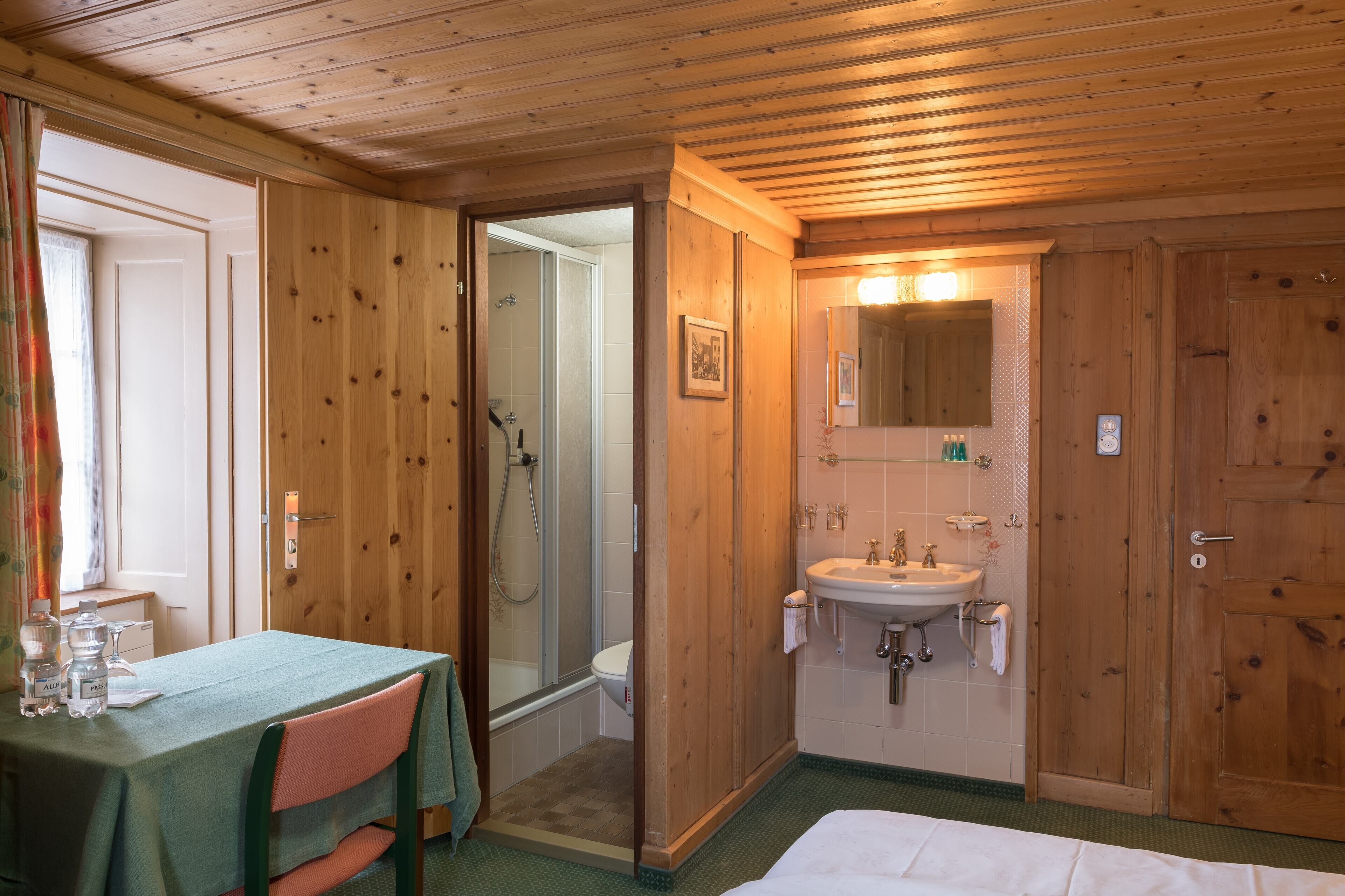 double room, annex building | bathroom | shower, free toiletries, hair dryer, towels