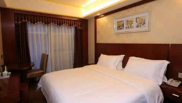 Desk, blackout curtains, iron/ironing board, free WiFi