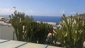 A view of the ocean from a balcony with cacti in the foreground. - Balcon de Taurito (Mogan)