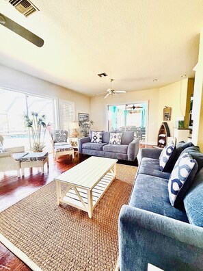 TV, DVD player, stereo