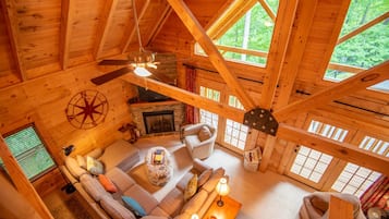 TV, fireplace, foosball