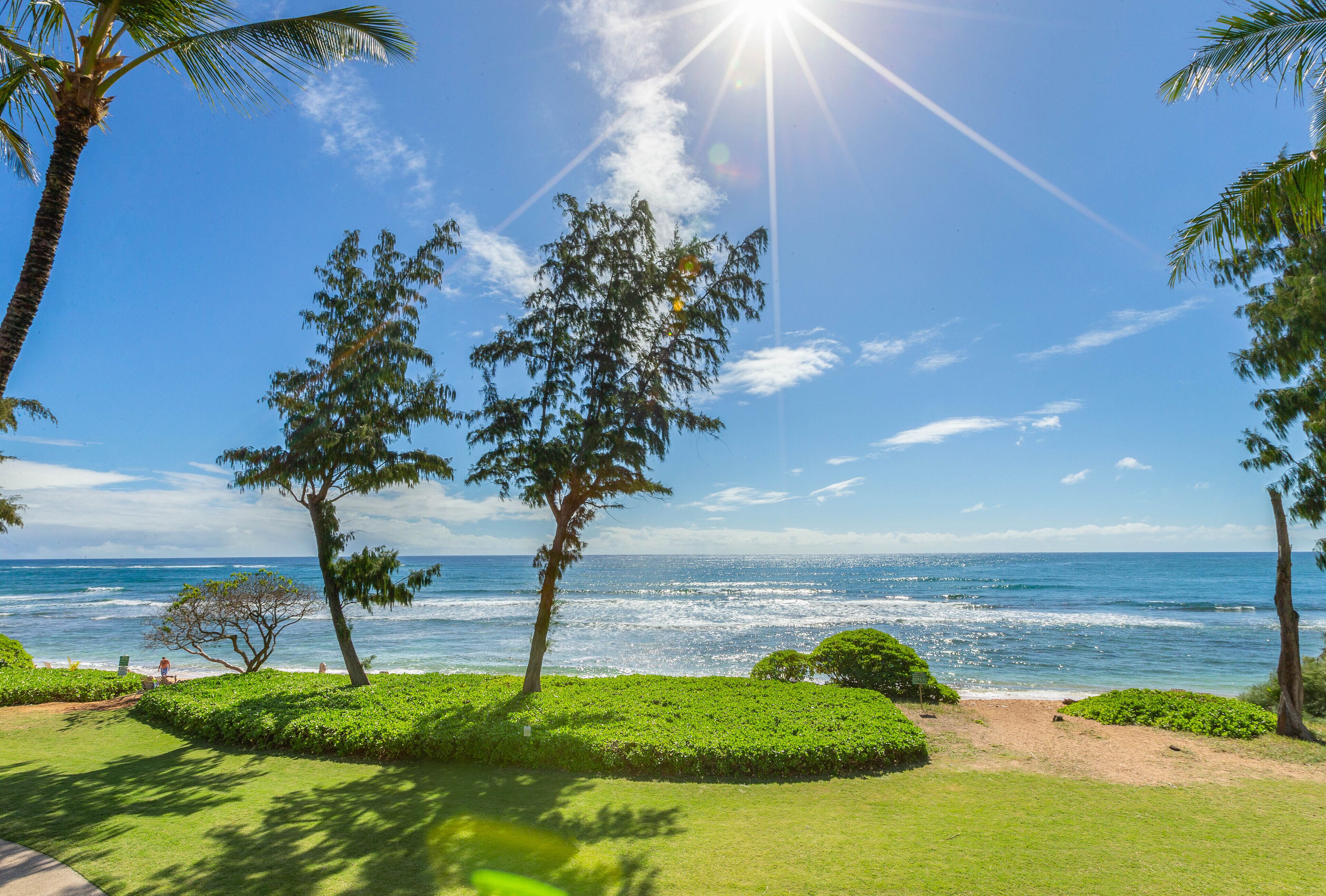 On the beach, beach umbrellas