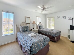 4 bedrooms, desk, iron/ironing board, travel cot