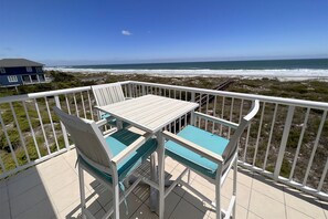Outdoor dining - Oceanfront escape! Spectacular ocean views, 2 pools, tennis & elevator! (Wrightsville Beach)