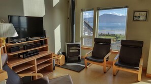 Téléviseur, lecteur de DVD, livres