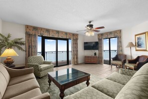 Flat-screen TV, DVD player