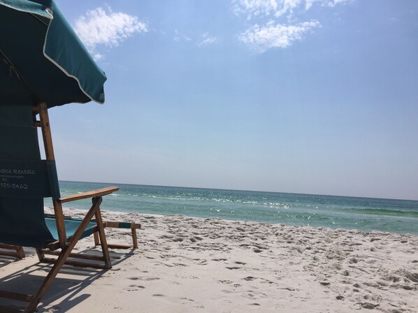Beach nearby, sun-loungers