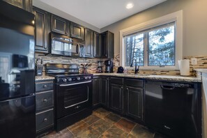 Fridge, microwave, oven, stovetop - 3BR Slopeside Disciples Village Condo | Ski In/ Out on Boyneland | Fireplace (Boyne Falls)
