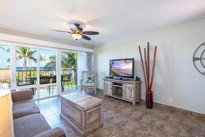 Flat-screen TV, DVD player