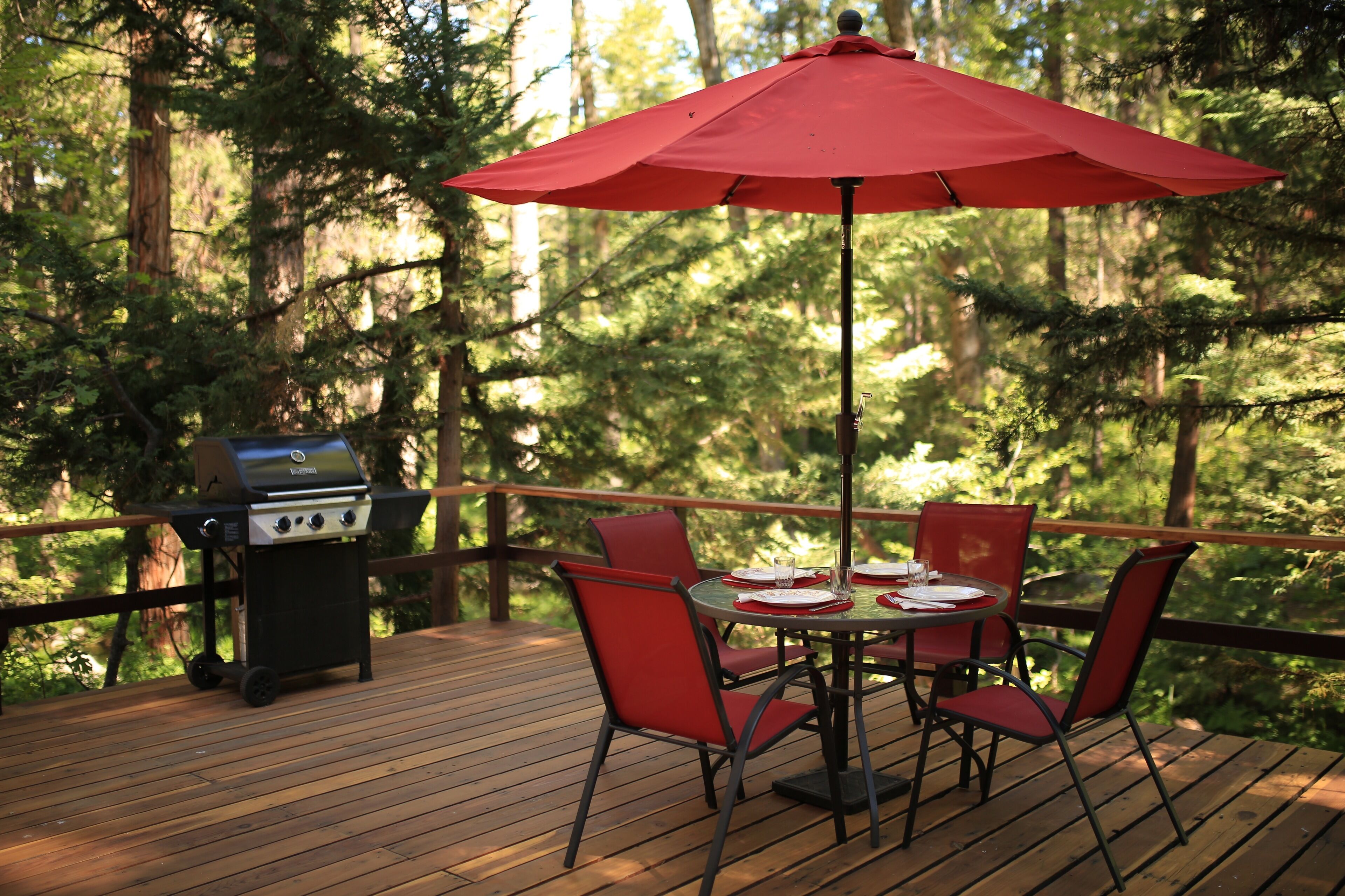 Deck has a BBQ and patio seating, perfect for nice weather. - Deck has a BBQ and patio seating, perfect for nice weather.
