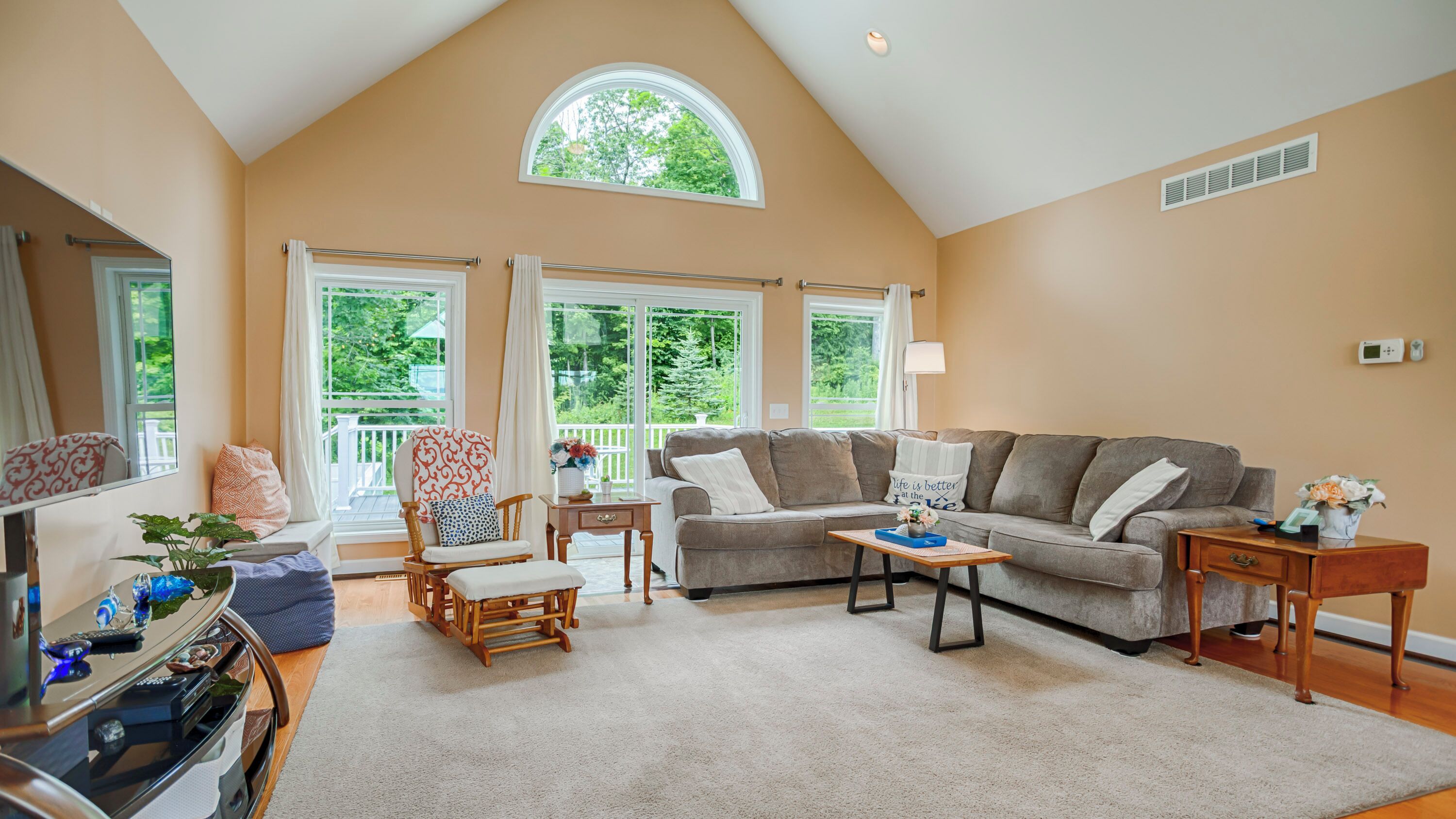 Télévision, cheminée, lecteur de DVD