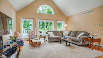 Télévision, cheminée, lecteur de DVD