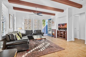 TV, fireplace, offices