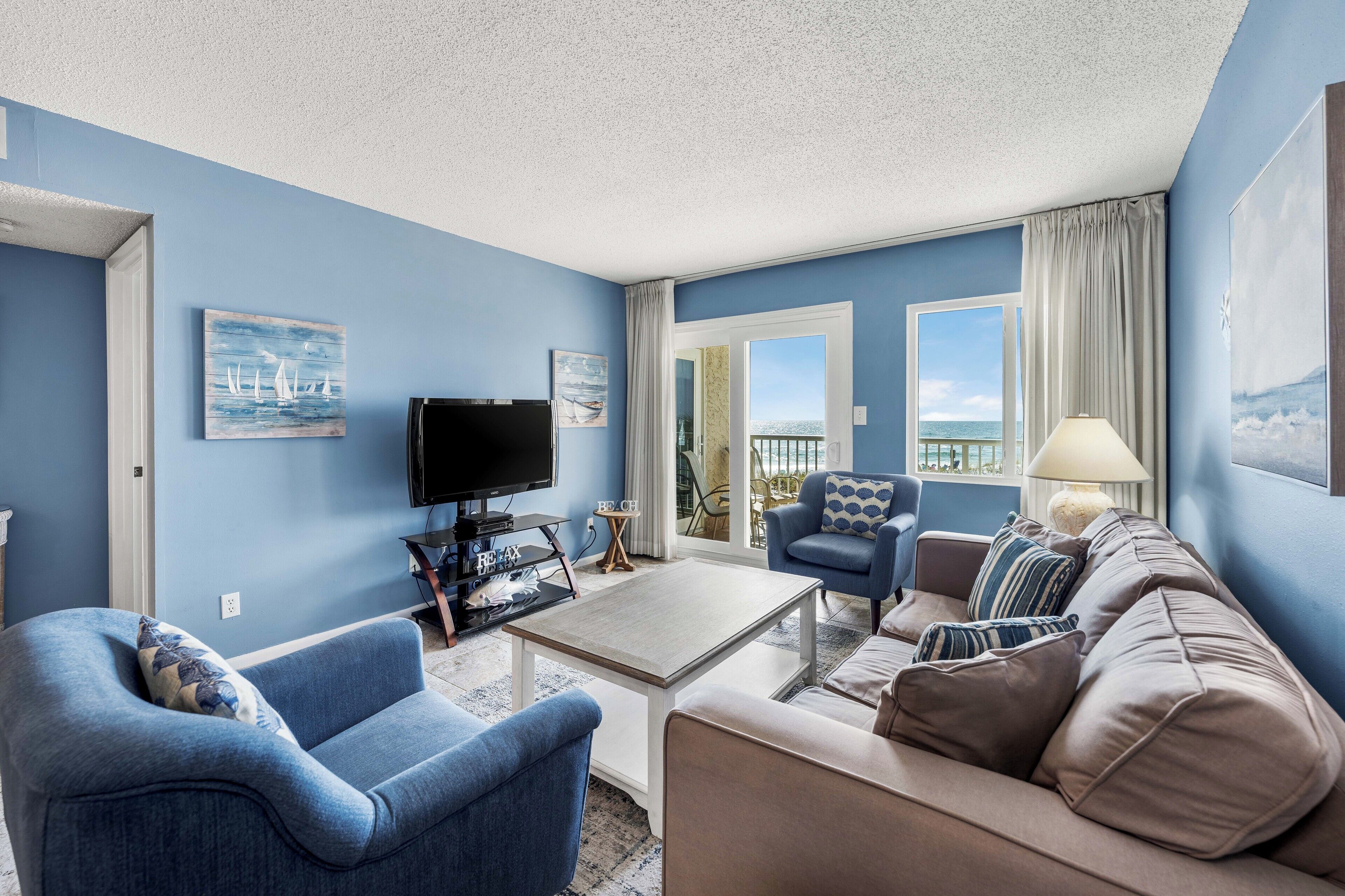 Flat-screen TV, DVD player, video library