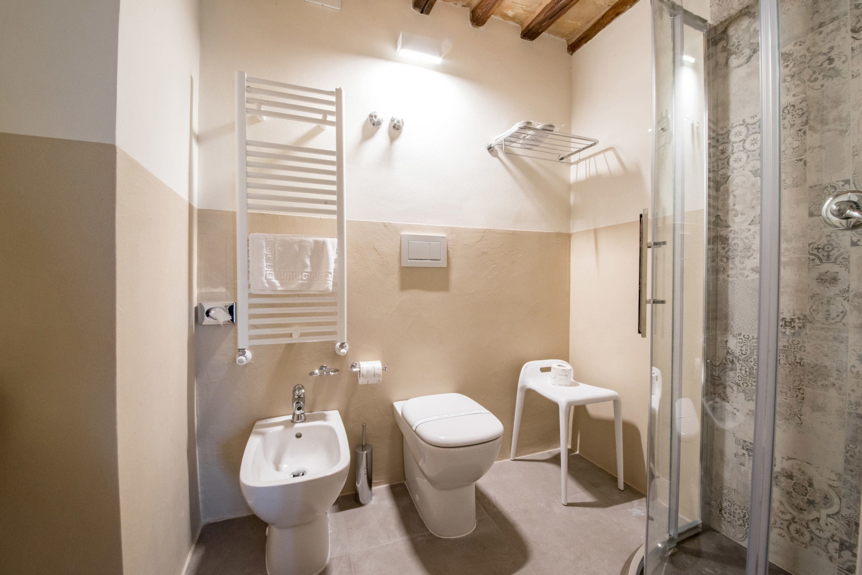 double or twin room | bathroom | shower, rainfall showerhead, free toiletries, slippers