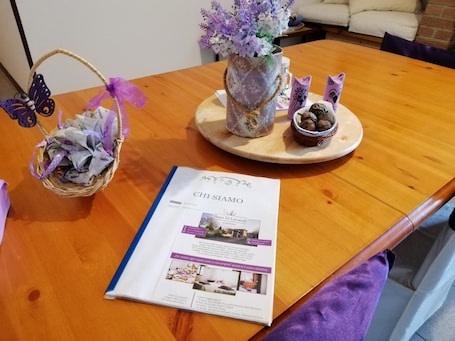 Shared fridge, stovetop, electric kettle, highchair. Amor di lavanda