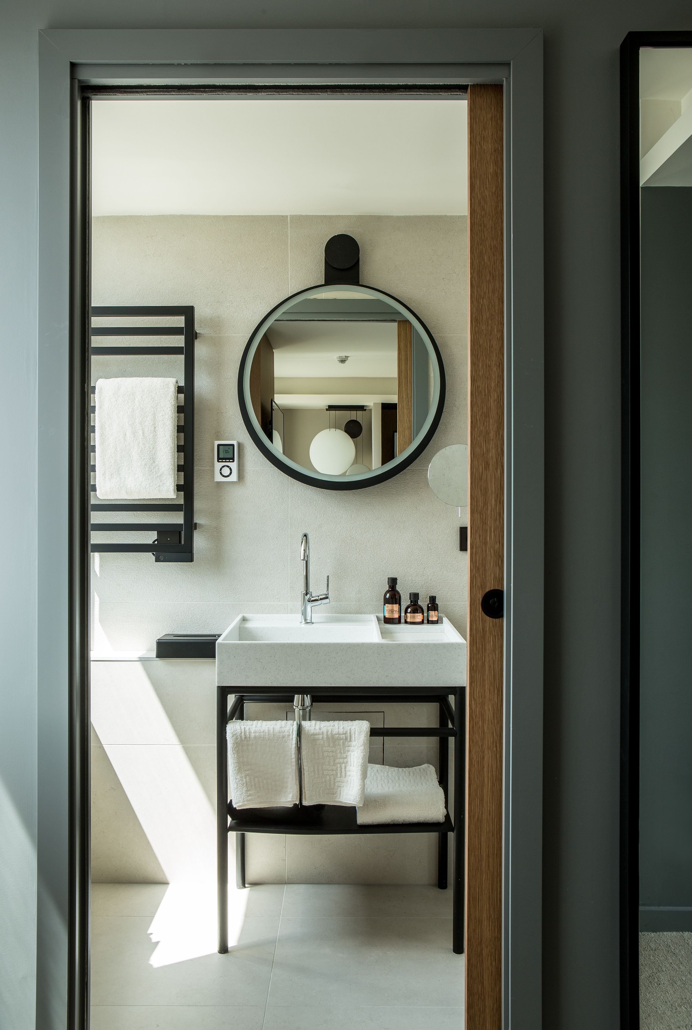 eco-friendly toiletries, hair dryer, towels