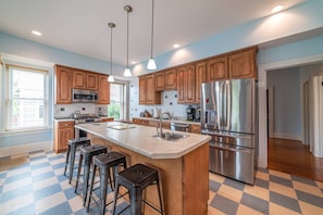 Fridge, microwave, oven, stovetop - Classically Current Home on Park, Near Beach (Cape Charles)
