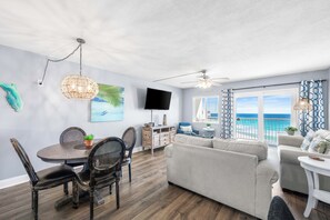 TV, DVD player, video library