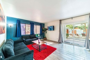 Living room view of pool