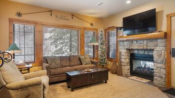 Smart TV, fireplace, DVD player