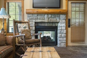 Smart TV, fireplace, DVD player