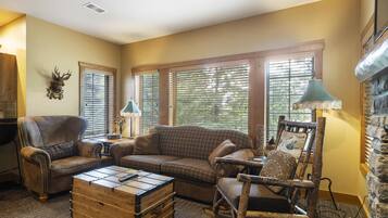 Smart TV, fireplace, DVD player