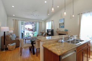 TV, fireplace, DVD player