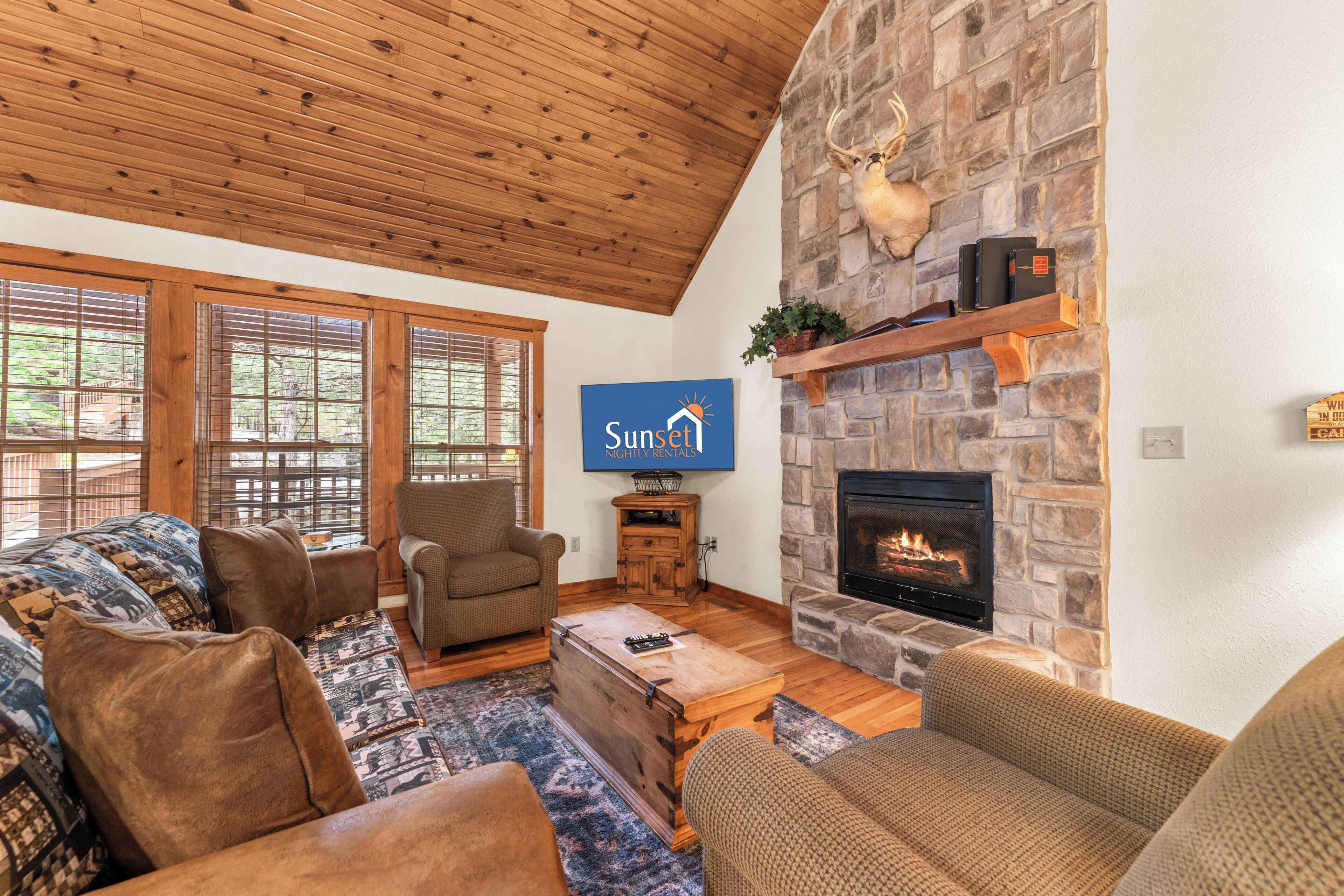 Smart TV, fireplace