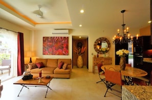Smart TV, DVD player, books, stereo