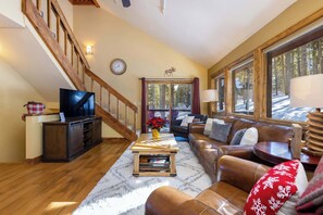 TV, fireplace, DVD player, books