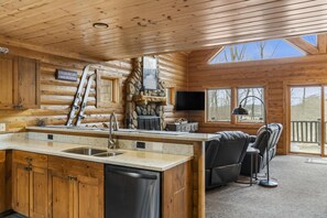 TV, fireplace, DVD player, stereo