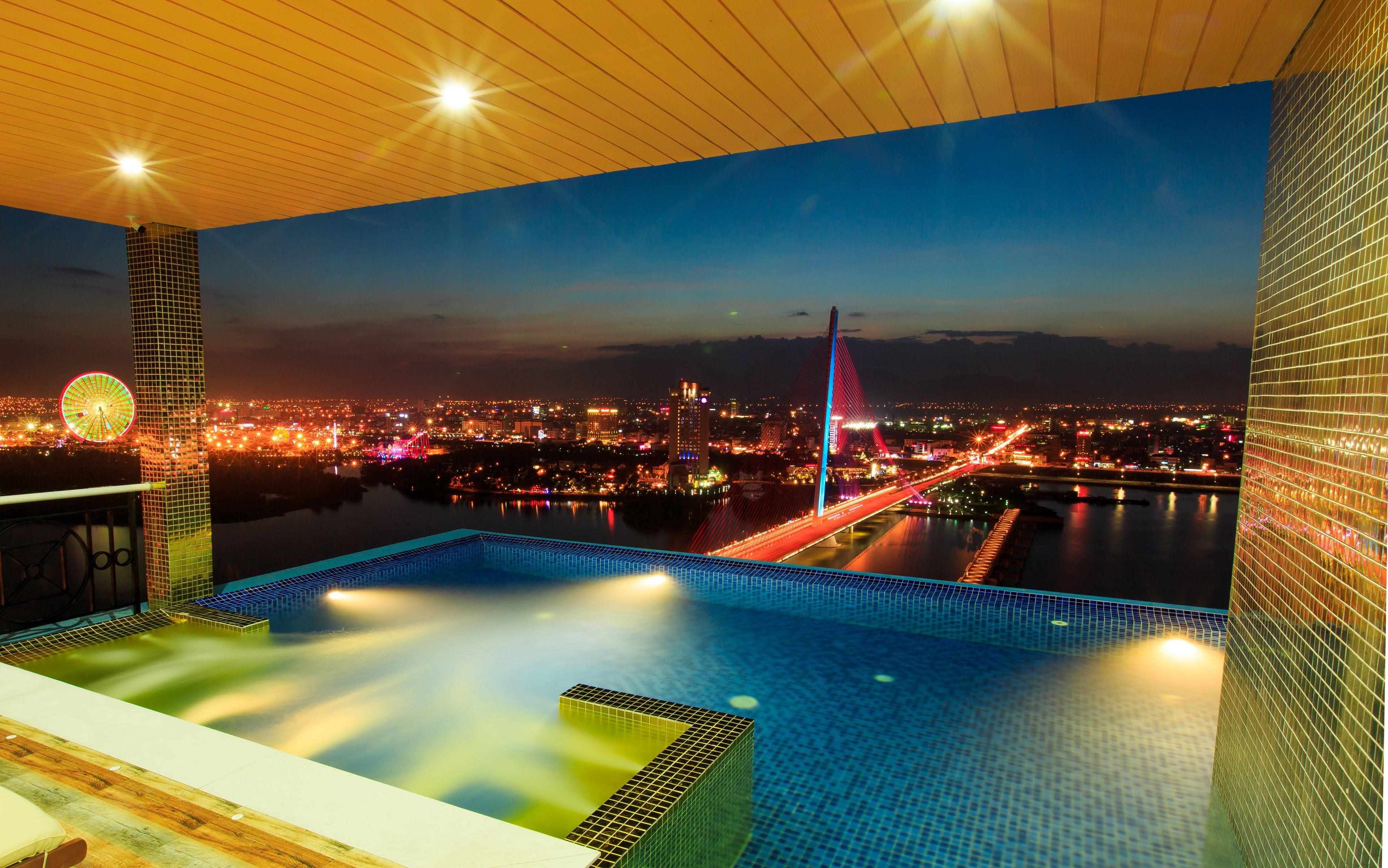 outdoor pool, open 6 am to 9 pm, pool umbrellas, pool loungers