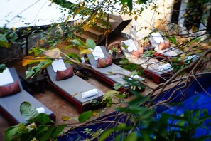Outdoor pool, open 6:00 AM to 7:00 PM, pool umbrellas, pool loungers