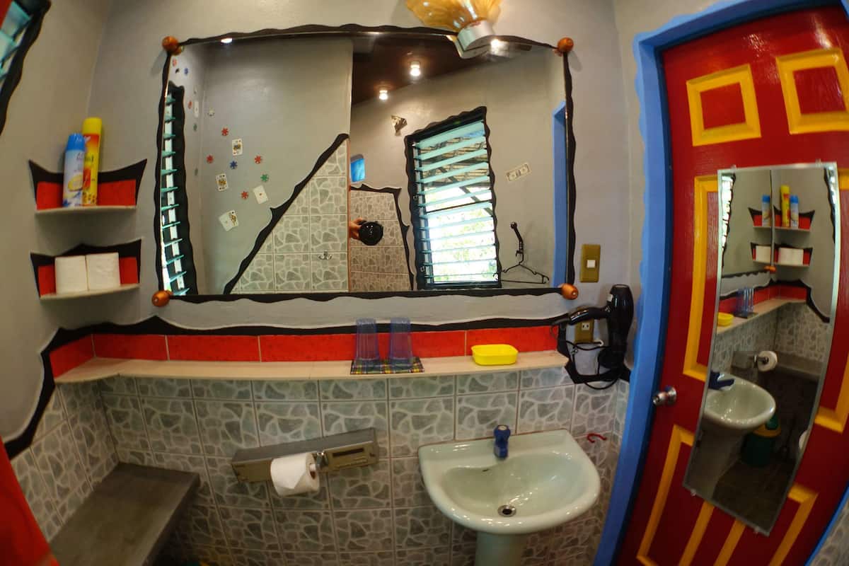 superstar | bathroom | shower, hair dryer, towels, soap