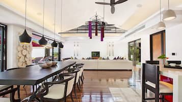 Honeymoon Villa, 5 Bedrooms, Pool View | Living area | Smart TV, Netflix, DVD player, toys